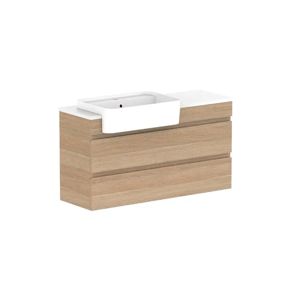ADP Glacier Pro Semi Recessed All Drawer Twin Vanity with Solid Surface Top