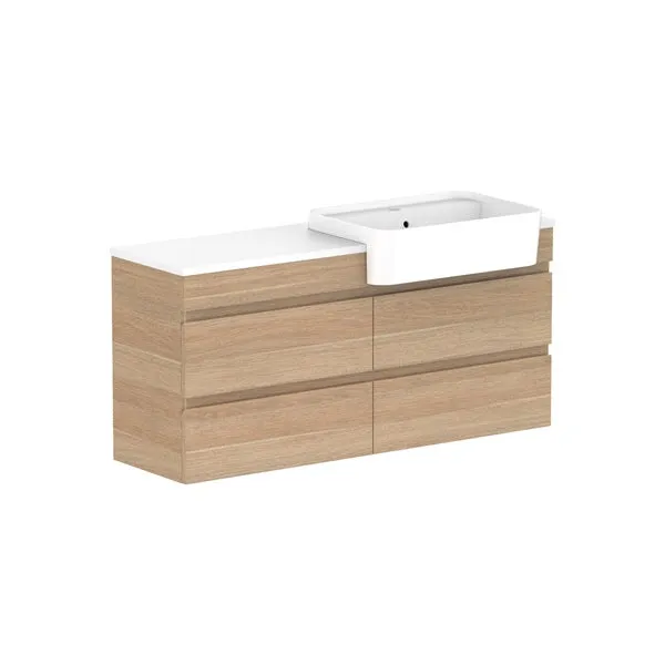 ADP Glacier Pro Semi Recessed All Drawer Twin Vanity with Solid Surface Top