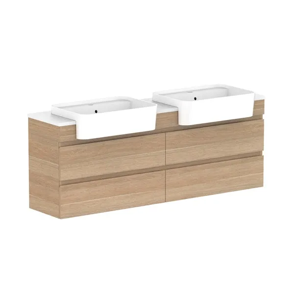 ADP Glacier Pro Semi Recessed All Drawer Twin Vanity with Solid Surface Top