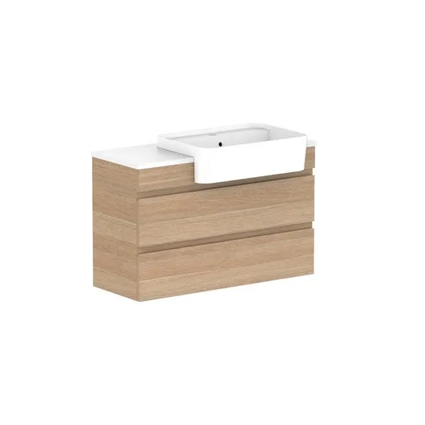 ADP Glacier Pro Semi Recessed All Drawer Twin Vanity with Solid Surface Top