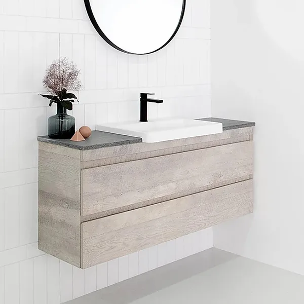 ADP Glacier Pro Semi Recessed All Drawer Twin Vanity with Solid Surface Top