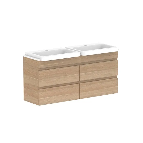 ADP Glacier Pro Semi Recessed All Drawer Twin Vanity with Solid Surface Top