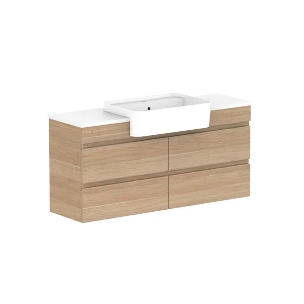 ADP Glacier Pro Semi Recessed All Drawer Twin Vanity with Solid Surface Top