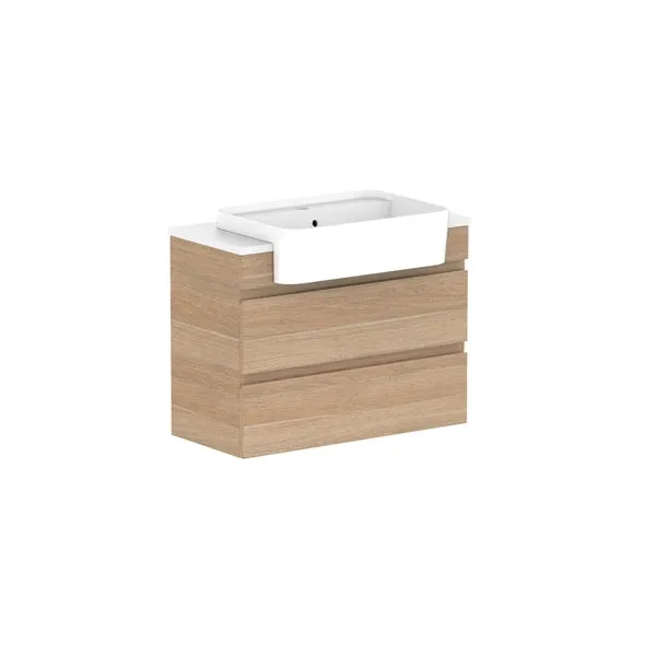ADP Glacier Pro Semi Recessed All Drawer Twin Vanity with Solid Surface Top