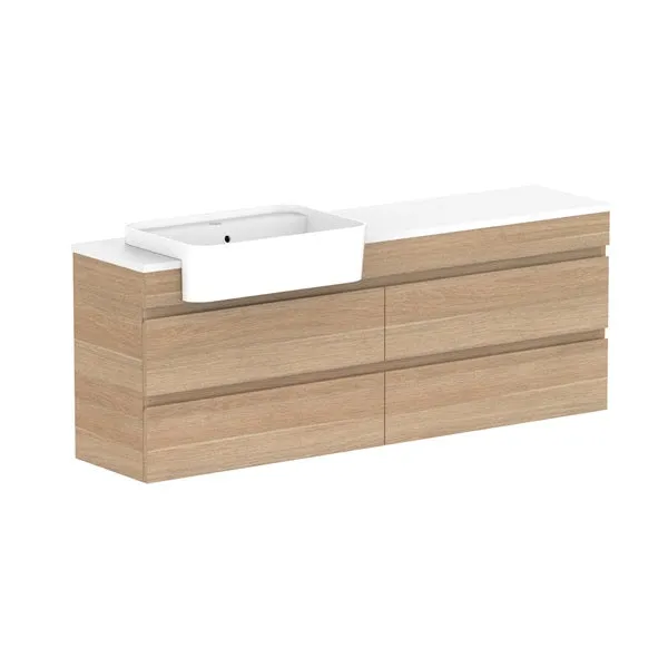 ADP Glacier Pro Semi Recessed All Drawer Twin Vanity with Solid Surface Top