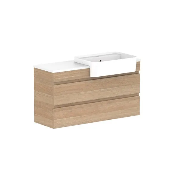 ADP Glacier Pro Semi Recessed All Drawer Twin Vanity with Solid Surface Top