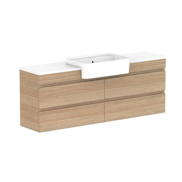 ADP Glacier Pro Semi Recessed All Drawer Twin Vanity with Solid Surface Top