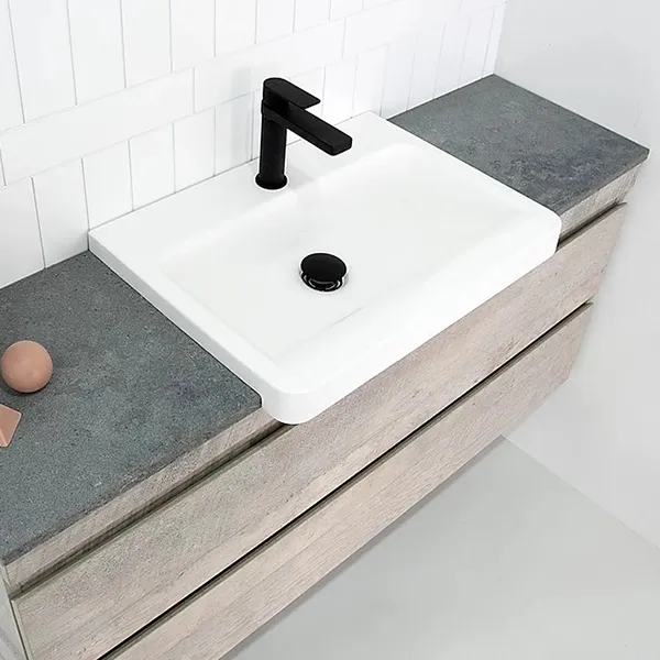 ADP Glacier Pro Semi Recessed All Drawer Twin Vanity with Solid Surface Top