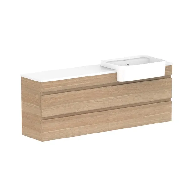 ADP Glacier Pro Semi Recessed All Drawer Twin Vanity with Solid Surface Top