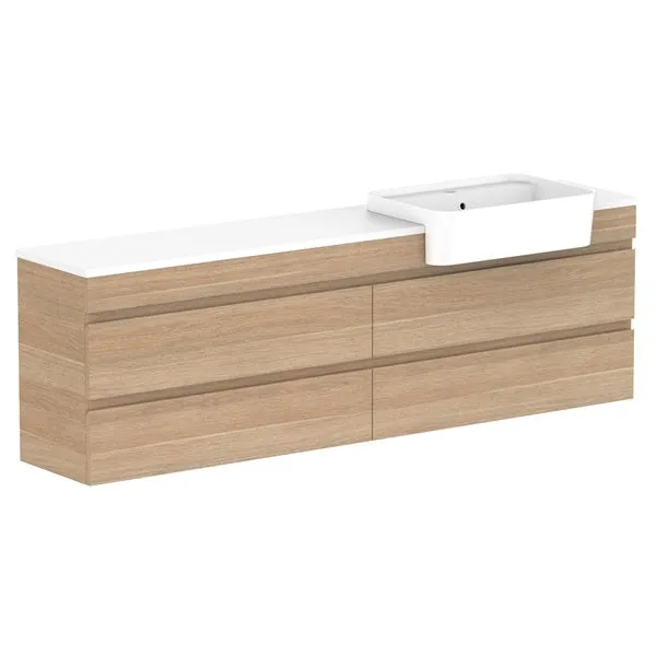 ADP Glacier Pro Semi Recessed All Drawer Twin Vanity with Solid Surface Top