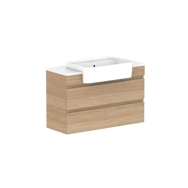 ADP Glacier Pro Semi Recessed All Drawer Twin Vanity with Solid Surface Top