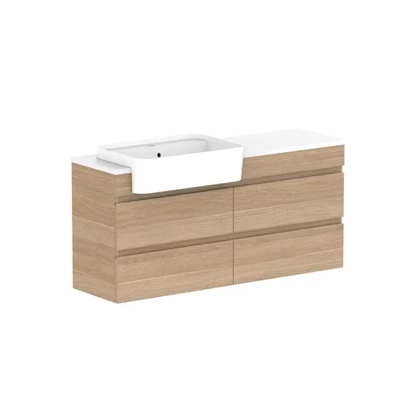 ADP Glacier Pro Semi Recessed All Drawer Twin Vanity with Solid Surface Top