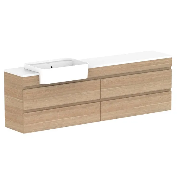 ADP Glacier Pro Semi Recessed All Drawer Twin Vanity with Solid Surface Top