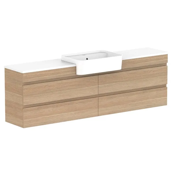 ADP Glacier Pro Semi Recessed All Drawer Twin Vanity with Solid Surface Top