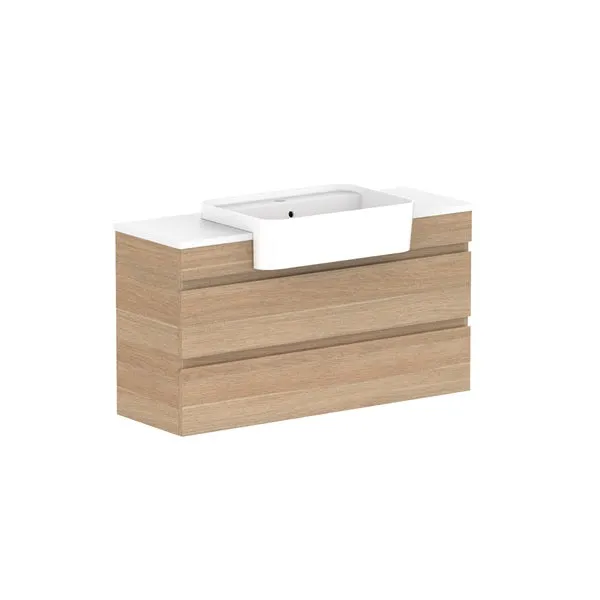 ADP Glacier Pro Semi Recessed All Drawer Twin Vanity with Solid Surface Top