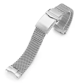 Curved End Massy Mesh Watch Band for TUD BB 79230, V-Clasp, Brushed