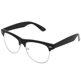 grinderPUNCH Classic Half Frame Full Brow Clear Lens Sunglasses Vintage