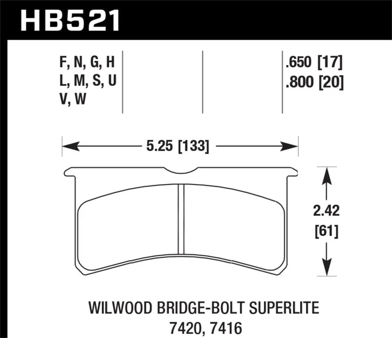 Hawk DTC-30 Race Brake Pads - Wilwood BB SL 7420 - HB521W.650