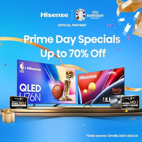 Hisense 65-Inch Class U6HF Series ULED 4K UHD Smart Fire TV (65U6HF, 2024) - QLED, 600-Nit Dolby Vision, Game Mode Plus VRR, HDR 10 , 240 Motion Rate, MEMC, Voice Remote, Compatible with Alexa, Black