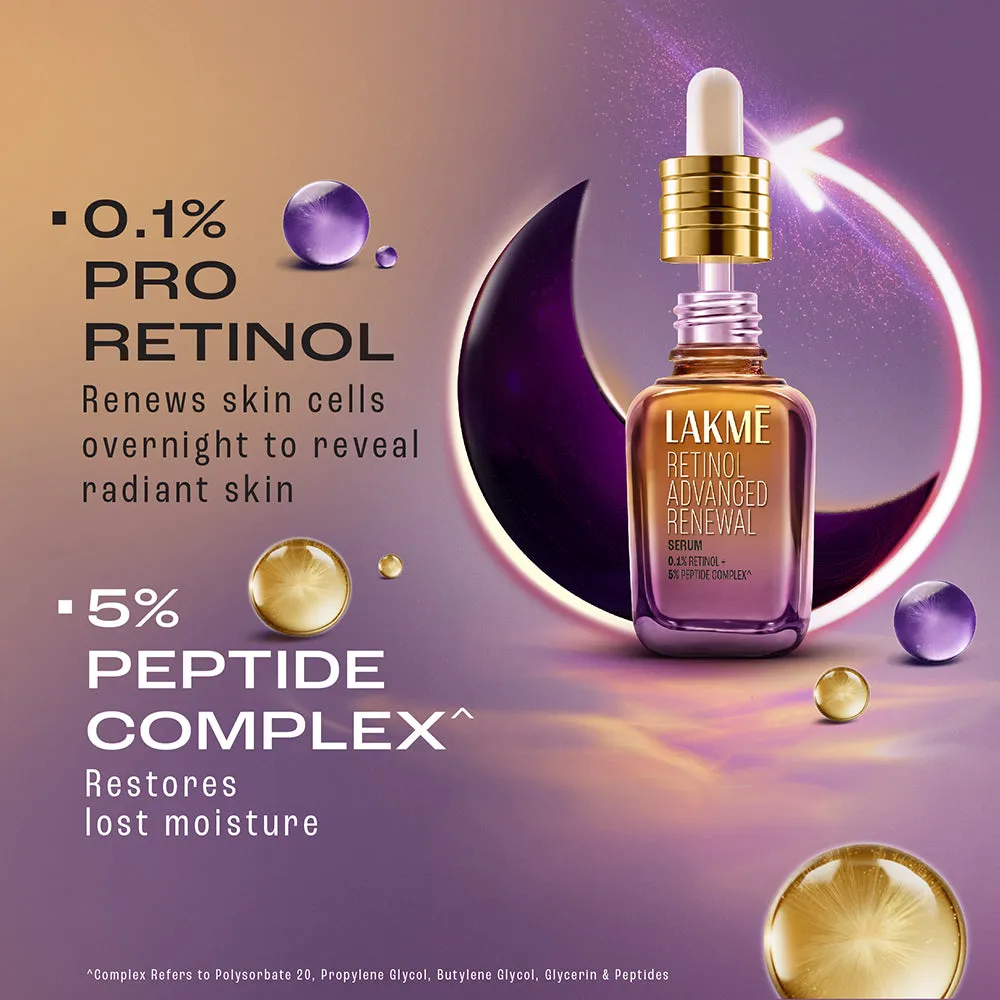 Lakme Retinol Advanced Renewal Serum 0.1% Retinol   5% Peptide Complex 30 ML