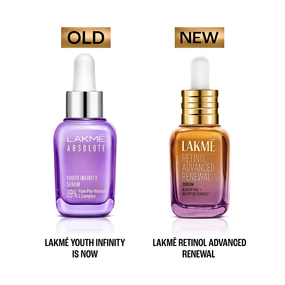 Lakme Retinol Advanced Renewal Serum 0.1% Retinol   5% Peptide Complex 30 ML