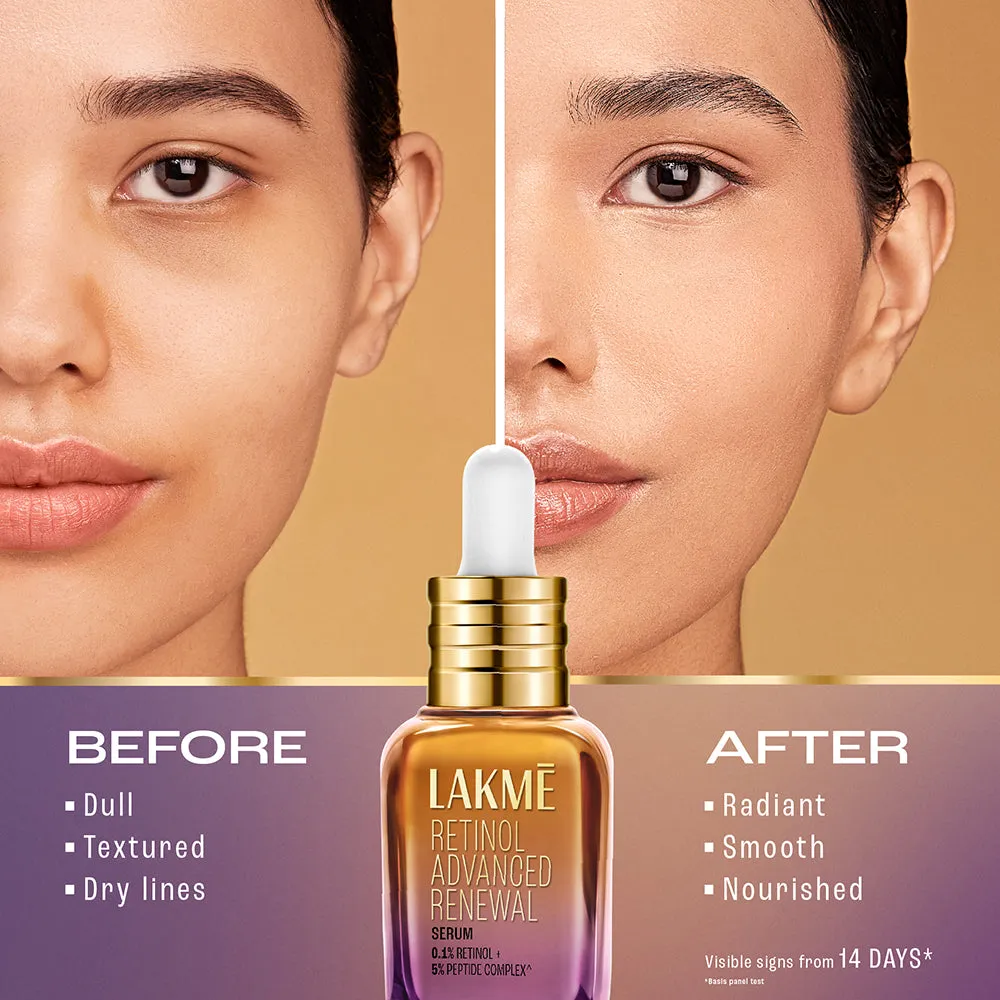 Lakme Retinol Advanced Renewal Serum 0.1% Retinol   5% Peptide Complex 30 ML