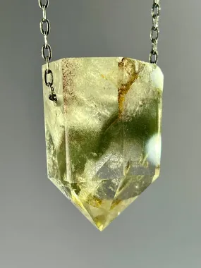 Quartz Crystal with Amphibole and Chlorite Inclusions Necklace