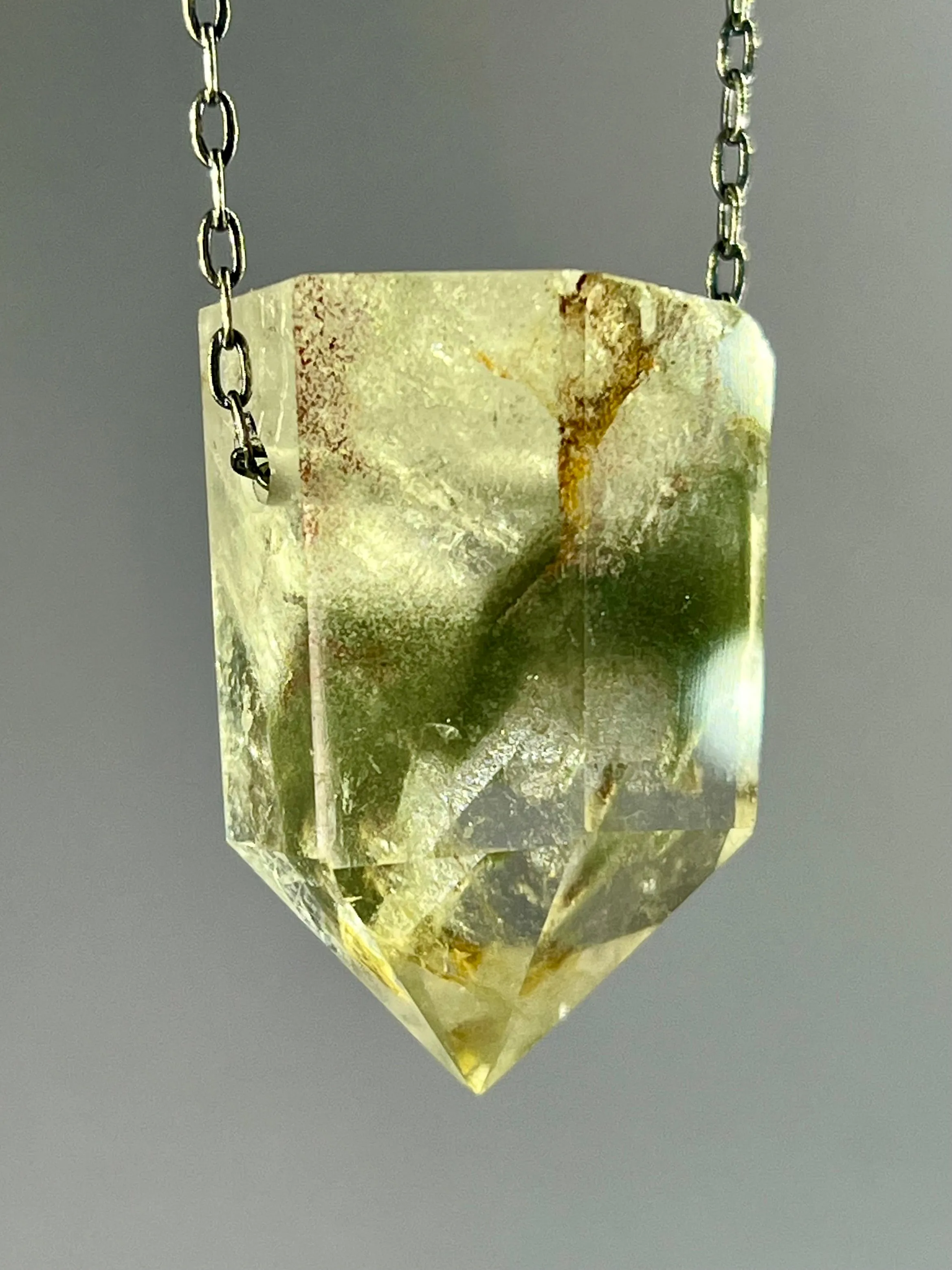 Quartz Crystal with Amphibole and Chlorite Inclusions Necklace